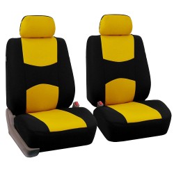 4pcs/set Universal Car Front Seat Cushion Cover + Head Cushion Cover Breathable Cloth Seat Cover Pad Set Yellow