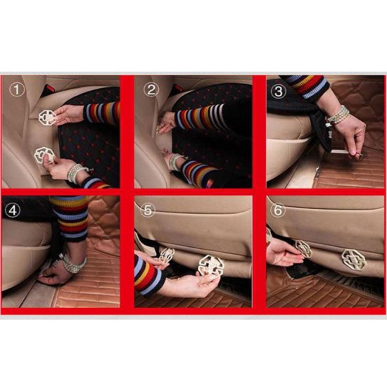 Car Seat Cover set Four Seasons Universal Design Linen Fabric Front Breathable Back Row Protection Cushion Black and red _Small 3-piece suit