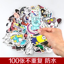 100pcs Non Repeating PVC Cartoon Colorful Printing Stickers Decals for Car Skate Skateboard Laptop Luggage - Random Delivery Random delivery