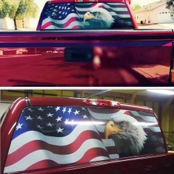135*36cm Car Rear Window Graphic Eagle Flag Decal Tint Print Sticker for Truck Suv