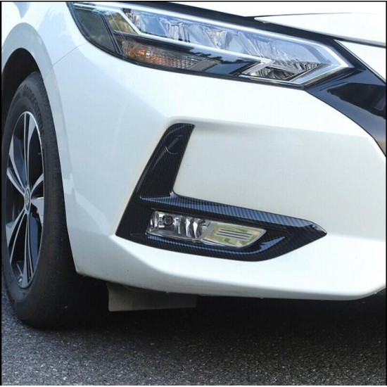 2 Pcs Front Fog Light Shield Sticker For Nissan Sentra B18 2019-2020 Silver plating