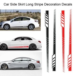 2pcs/Set Car Auto Body Stickers Long Stripe Side Skirt Decoration Vinyl Decals black
