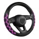 Car Supplies Steering Wheel Cover Genuine Leather SUV Four Seasons Universal Absorbent Non-slip  Cow Skin Cover Black and purple_38cm