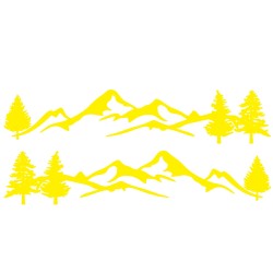 Mountain Tree Forest Graphic Vinyl Art Sticker for RV Decoration Forest Silhouette Decals Camper Vehicle Window Door Decoration yellow
