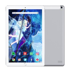 10.1" Tablet 10 Inch Screen Android 4.4.2 4GB + 64GB Octa Core Dual Camera Wifi Phablet WiFi Bluetooth Tablet PC Silver_4+64GB
