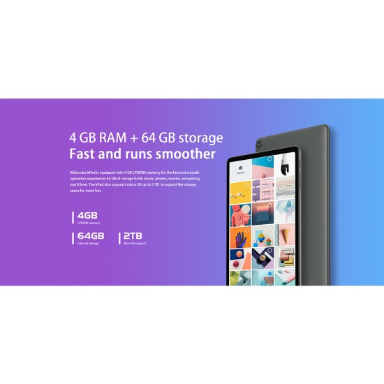 10.4-inch 2000×1200 Cube Kpad Tablet 4gb Ram + 64gb Rom Storage Bluetooth-compatible 5.0 T610 Octa-core Chip Gaming Tablet Black standard + U.S. plug