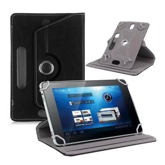 7/8/9/10 Inch Universal 360 Degree Rotating Four Hook Leather Tablet Protection Case Brown_10 inch
