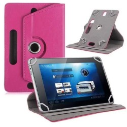 7/8/9/10 Inch Universal 360 Degree Rotating Four Hook Leather Tablet Protection Case Rose red_7 inch