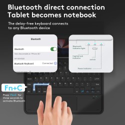 Bluetooth-compatible Keyboard with Protective Leather Case Set for iPad Pro11 Air5 10.9 Inch 11 Inch Black