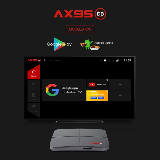 1 Abs Material Ax95 Smart Tv  Box Android 9.0 Supports Dolby Tv Version Google Store 4+32G_British plug+G10S remote control