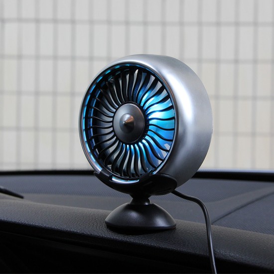 12V Electric Car Fan 360 Degree Rotatable Car Auto Cooling Air Circulator Fan Air outlet - black