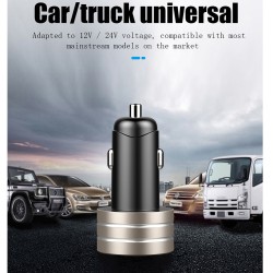 3.1A Dual USB Type-C Car Charger Fast Charging with LED Display Universal Mobile Phone Tablet  Silver