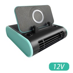 4-in-1 Car Fan Center Console Cooling Fans Wireless Charging Mobile Phone Holder Black Blue 12V