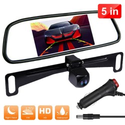5-inch Mirror Monitor HD Car Backup Camera Rear View System Night Vision Kit Black