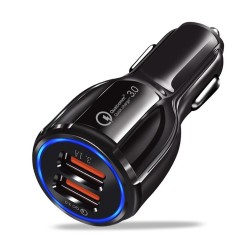 Quick Charge Qc3.0 Dual Usb Car Charger Universal Double Usb Fast Charging 12v 24v Smart Adapter Black