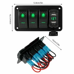 Rocker  Switch  Panel Car Modification Panel Switch Type Dual Usb+ Voltage Digital Display Green light