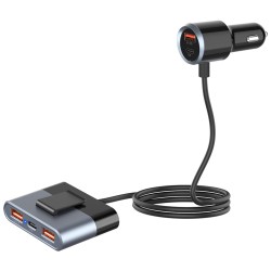Sc03 Car Charger 74w High-power Pd/qc3.0 Fast Charging Voltage Display USB Hub Black