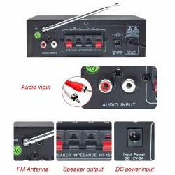T2 Hifi Car Amplifier Audio 2.0ch 20w Stereo Sound For Bluetooth Usb Tf Input Fm Radio Supply Power Ac220v Dc 12v Black black_National standard