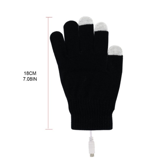 1 Pair USB Heated Gloves Electric Heating Warming Touch-screen Gloves Windproof Black
