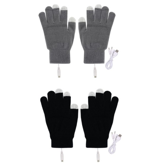 1 Pair USB Heated Gloves Electric Heating Warming Touch-screen Gloves Windproof Blue