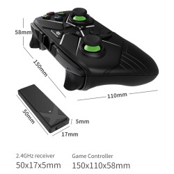 2.4G Wireless Game Controller 360-degree Rotation 3D Joystick Built-in 600mah Battery Gamepad Black