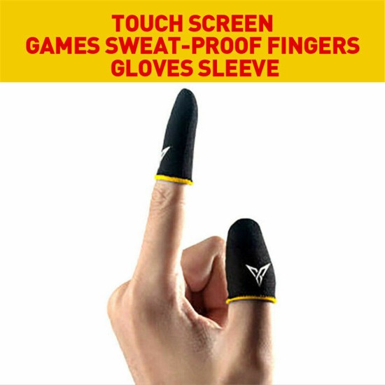 2pcs Sweat-proof Touch Screen Game Controller Thumbs Finger Sleeve for PUBG Game black