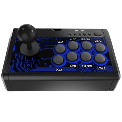 7 in 1 Arcade Fighting Wired Joystick for Switch/PS4/PS3/Xbox/Pc/Android Blue and black