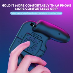 H6 Universal Mobile Game  Controller  Joystick Accessories Mobile Game Button Grip Set With Cooling Fan For Cell Phone Chicken-eating Gamepad black