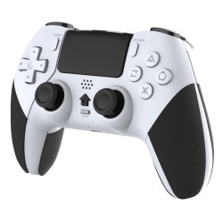 Wireless Bluetooth Gamepad Handle with Motor Vibration Somatosensory Six-axis Compatible for PS4 White