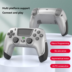 Wireless Bluetooth Gamepad Vibration 6-axis Console Controller Joystick Compatible for Ps4 Grey