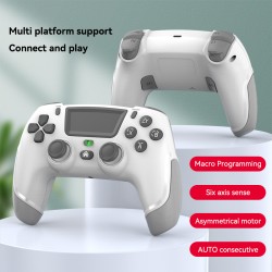 Wireless Bluetooth Gamepad Vibration 6-axis Console Controller Joystick Compatible for Ps4 White Gray