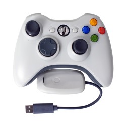 Wireless Controller Joysticks Bluetooth Vibration Gamepad Handle with 2.4G Receiver Compatible for Xbox360 PC White