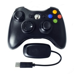 Wireless Controller Joysticks Bluetooth Vibration Gamepad Handle with 2.4G Receiver Compatible for Xbox360 PC Black