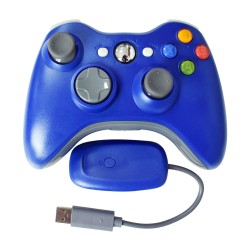Wireless Controller Joysticks Bluetooth Vibration Gamepad Handle with 2.4G Receiver Compatible for Xbox360 PC Blue