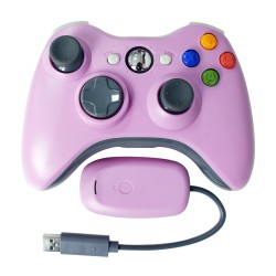 Wireless Controller Joysticks Bluetooth Vibration Gamepad Handle with 2.4G Receiver Compatible for Xbox360 PC Pink