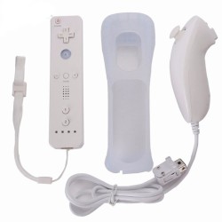 Wireless Remote Controller + Nunchuck with Silicone Case Accessories for Nintendo Wii Game Console White