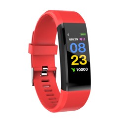 115plus Bluetooth Smart Watch Heart Rate Blood Pressure Monitor Fitness Tracker Bracelet, Red