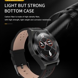 1.3inch Full Round Color Screen Smart Watch Fitness Band Heart Rate Monitor Leather Strap Smart Watch black