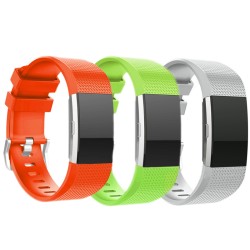 3pcs/set Replacement Wristband for Fitbit Charge 2 Band Silicone Strap Orange + Grey + Green