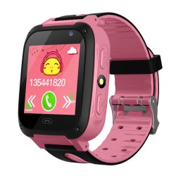 Anti-lost Kids Safe GPS Tracker SOS Call GSM Smart Watch Phone for Android IOS Pink