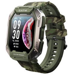 C20 Smart Watch Bluetooth 5.0 Outdoor Waterproof Heart Rate Blood Oxygen Monitor Sports Smartwatch for Android IOS Camouflage Green