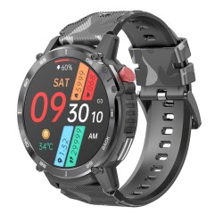 C22 Smart Watch 1.6 Inch Bluetooth Call Music Outdoor Sports Pedometer Waterproof Smartwatch Black Case Black Strap