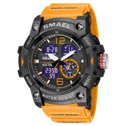 SMAEL Luxury Men Fashion Business Watch Led Digital Sports Quartz Wristwatch Casual Waterproof Watches Transparent Red