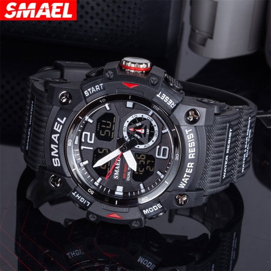 SMAEL Luxury Men Fashion Business Watch Led Digital Sports Quartz Wristwatch Casual Waterproof Watches Transparent Black
