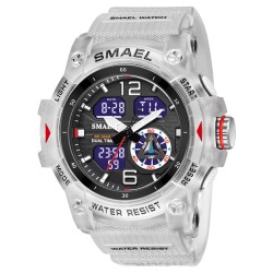 SMAEL Luxury Men Fashion Business Watch Led Digital Sports Quartz Wristwatch Casual Waterproof Watches Transparent White
