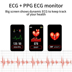 Smart Watch Band Temperature Measure ECG Heart Rate Blood Pressure Body Fat Monitor  red
