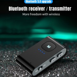2-in-1 5.0 Bluetooth-compatible  Receiver Transmitter Adapter 3.5mm Jack Car Speaker Aux Headphone Receiver Black