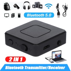 2-in-1 Bluetooth Receiver Transmitter Home Wireless Audio Converter Adapter for Tv Computer Black