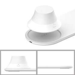 Original XIAOMI Yeelight Wireless Magnetic Fast Charger Qi with LED Night Light Lamp white